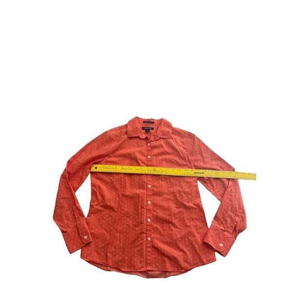 Lands End No Iron Supima Women's Coral Polka Dot Long Sleeve Up Down Shirt 4P - Picture 4 of 7